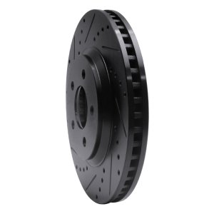 Ford Mustang Brake Rotor (1) - Front Left - R1 Concepts - Drilled & Slotted - Black - `05-`14